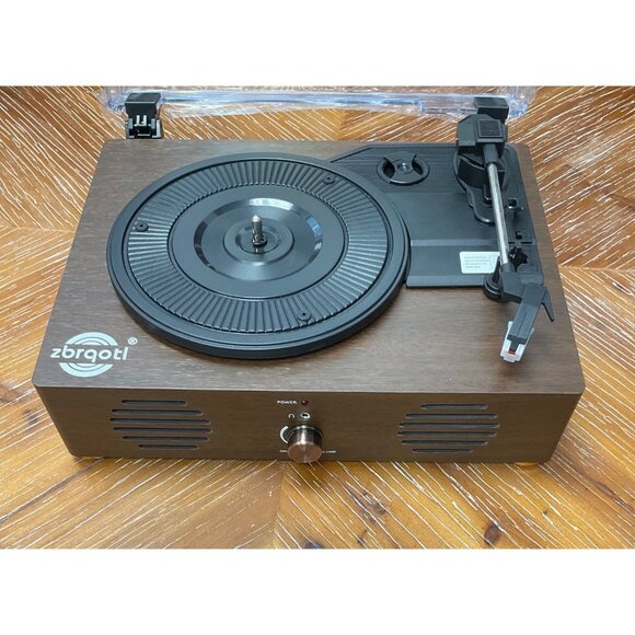 Zbrqotl Turntable Player With Wooden Finish & Clear Lid For Vinyl Records - Picture 4 of 7